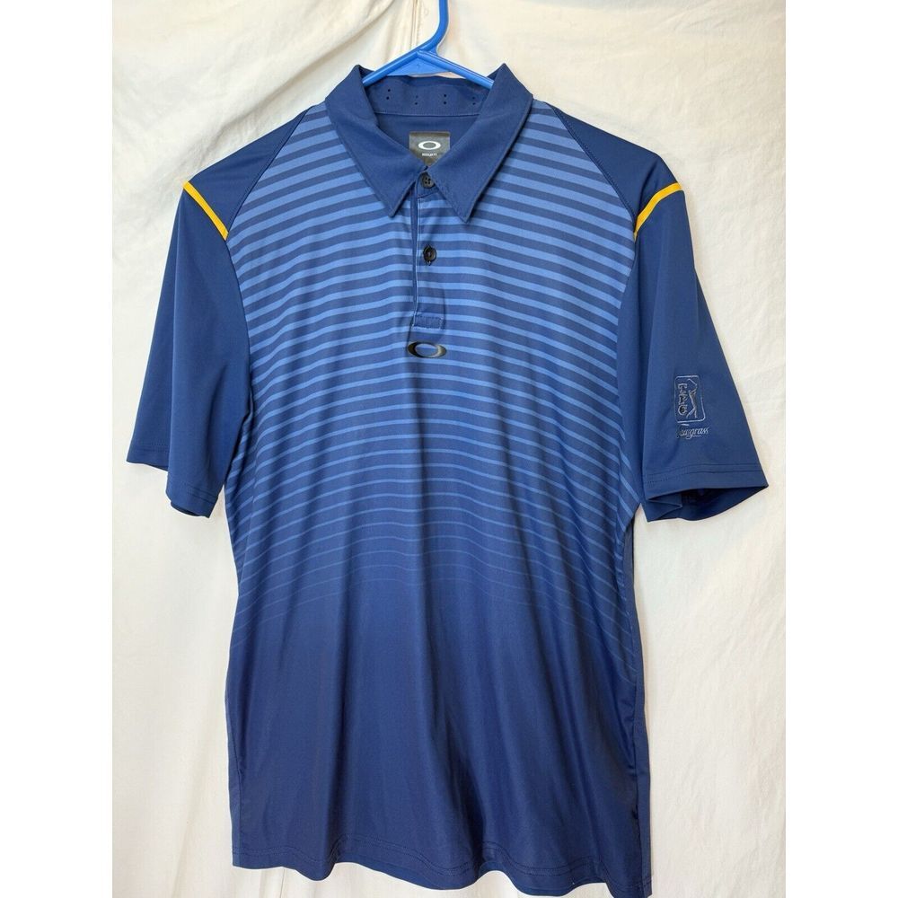 Oakley Blue and Yellow Men's Polo Shirt
